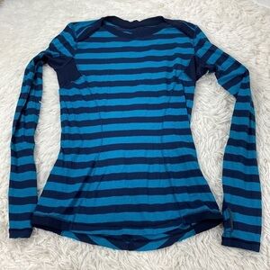 Lululemon Base Runner Long Sleeve Micro Macro Stripe Surge / Inkwell